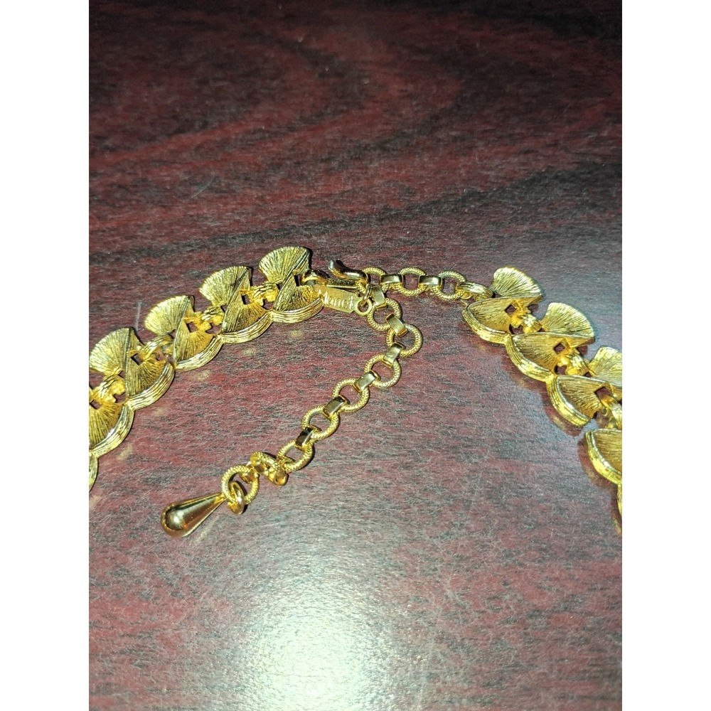 Monet Gold Tone Choker Necklace Vintage Signed Textured - Picture 3 of 5